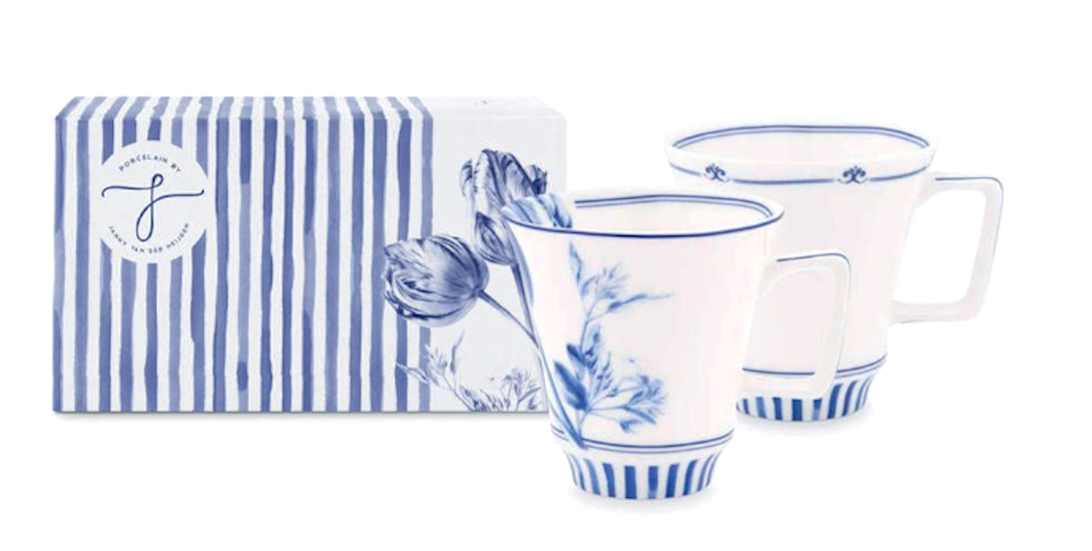 Heinen Delfts Blauw Sharing Moments - Mok - Tulp - Set van 2