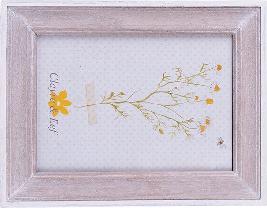 Clayre & Eef Fotolijst 10x15 cm Bruin Wit Hout Rechthoek Fotokader Wissellijst Foto Frame