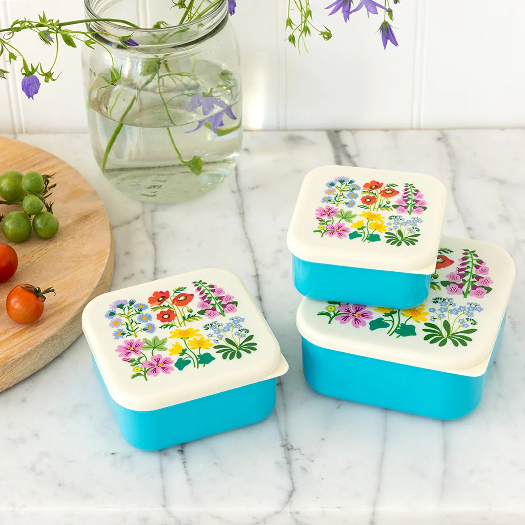 Snackbox / Lunchbox (3st.) Wild Flowers van Rex London