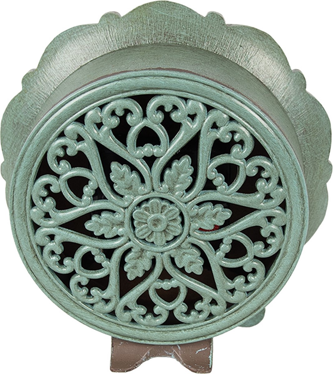 Clayre & Eef Tafelklok 15x7x16 cm Groen IJzer Glas