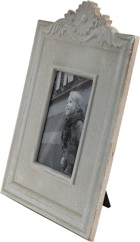 Clayre & Eef Fotolijst 13x17 cm Beige MDF Rechthoek Bloemen Fotokader