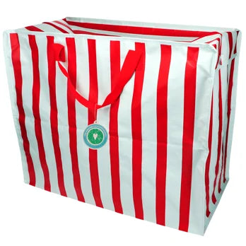 Rex London Jumbo Opbergtas shopper blauw rode Strepen - 78 Liter - Grote Verhuistas Wasgoedtas - 58 x 28 x 48 cm