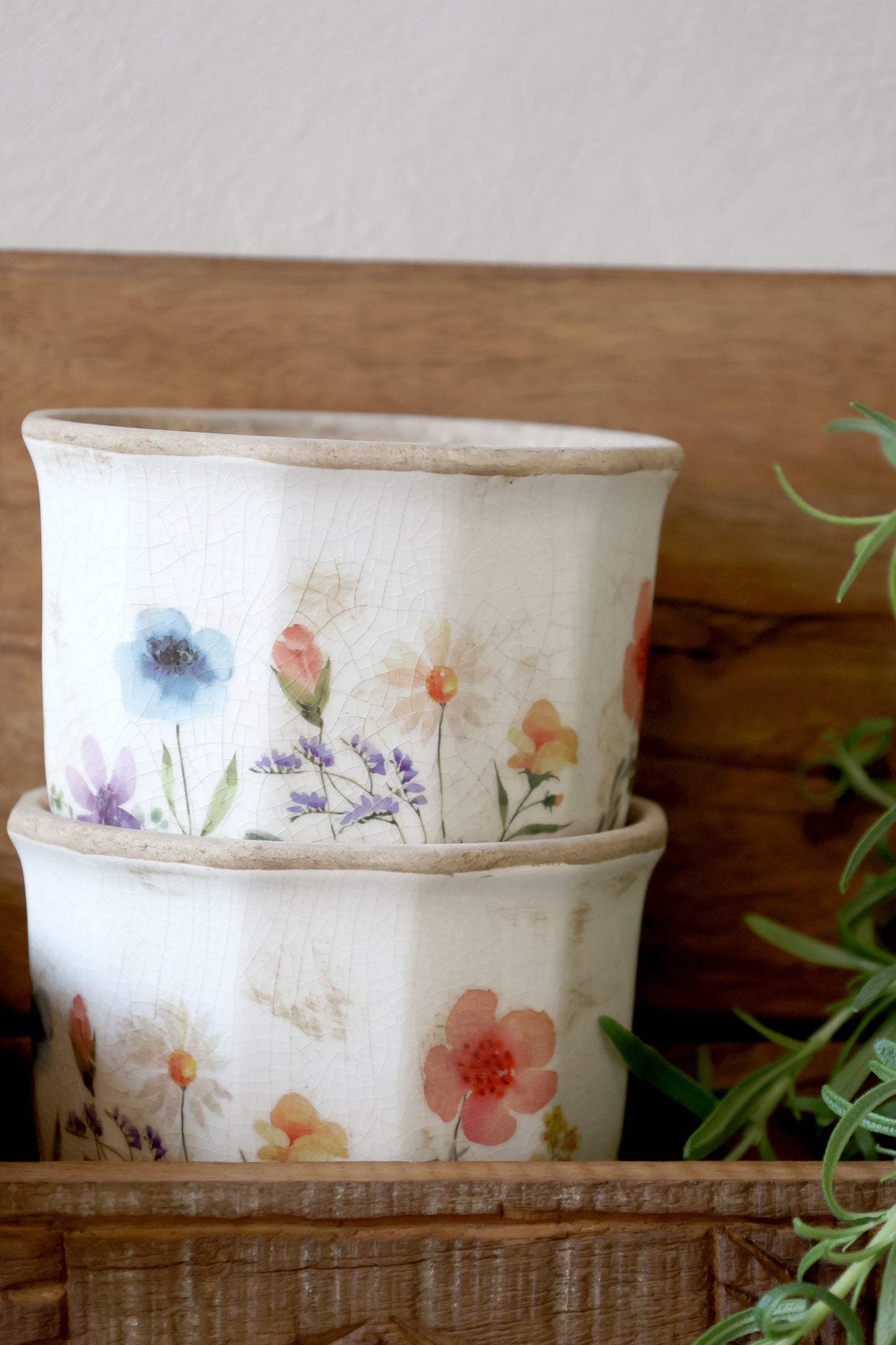 Chic Antique Fleurville Bloempot / Plantenpot – Met Wilde Bloemen decoratie – Frans-landelijke Decoratie