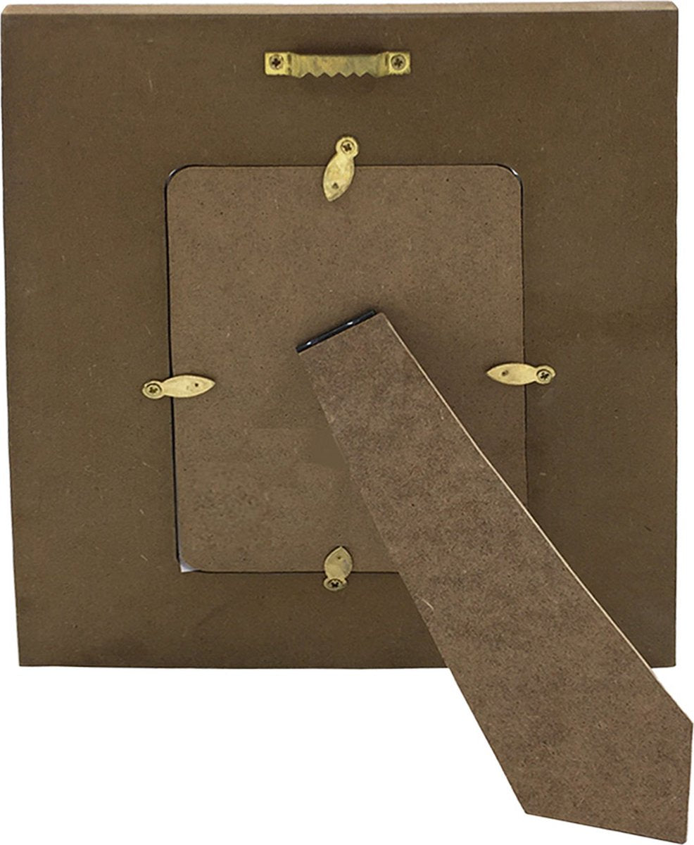 Clayre & Eef Fotolijst 10x15 cm Wit Beige Glas Hout Fotokader