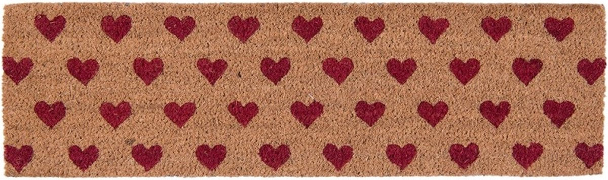 Clayre & Eef Deurmat 75x22 cm Rood Kokosvezel Rubber Rechthoek Hart Kokosmat Mat Schoonloopmat