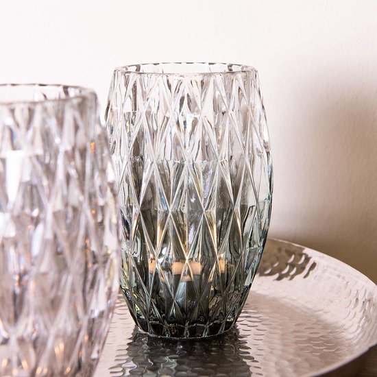 Clayre & Eef Glazen Theelichthouder 6GL2517 Ø 9*13 cm - Groen Glas