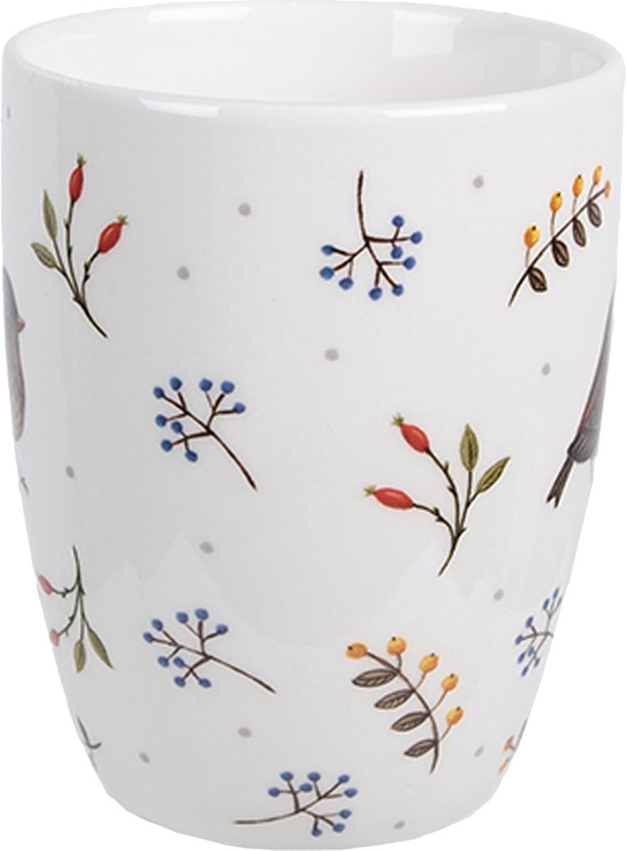 Clayre & Eef Mok 350 ml Wit Keramiek Drinkbeker