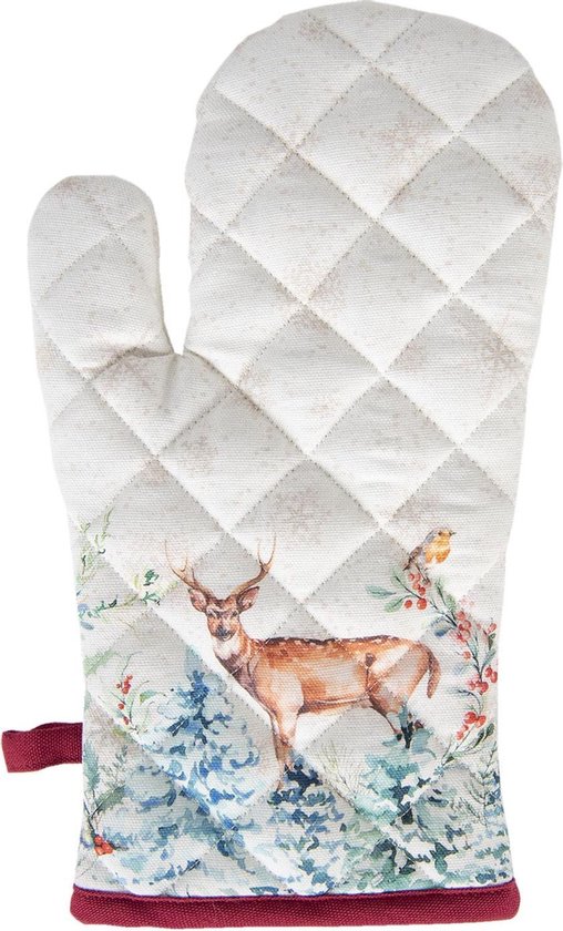 Clayre & Eef Ovenwant 18*30 cm Meerkleurig Katoen Kerst Ovenhandschoen Cadeau voor haar