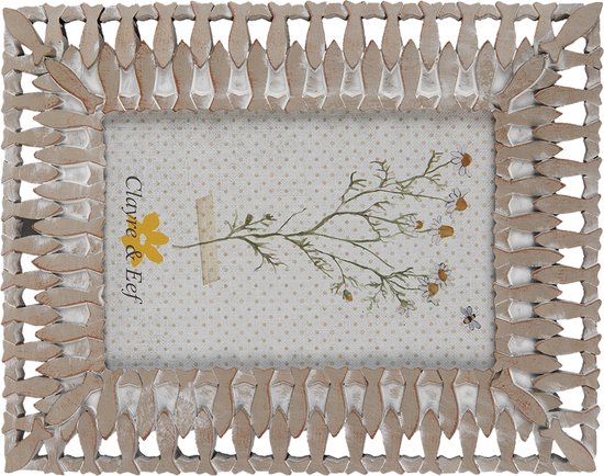 Clayre & Eef Fotolijst 10*15 cm Beige Kunststof Fotokader Wissellijst Foto Frame