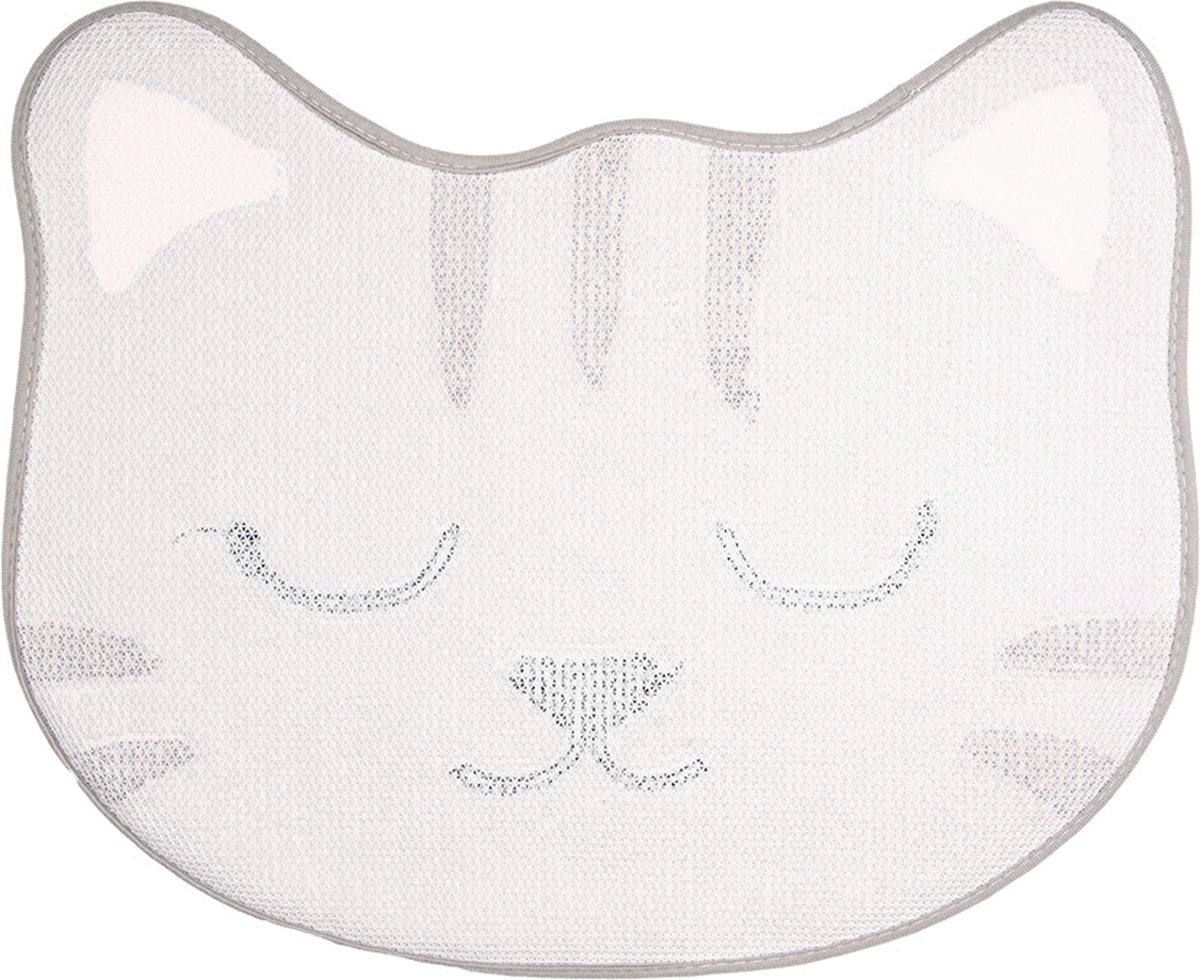 Clayre & Eef Badmat 60x50x1 cm Grijs Polyester Kat
