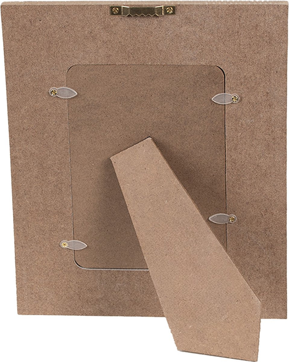 Clayre & Eef Fotolijst 10x15 cm Wit Bruin Hout Glas Rechthoek Fotokader