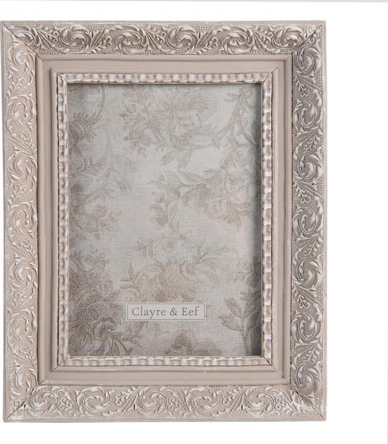 Clayre & Eef Fotolijst 19*2*24 cm / 13*18 cm Grijs Kunststof Glas Rechthoek Fotokader Wissellijst Foto Frame