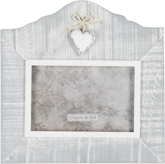 Clayre & Eef Fotolijst 22*2*21 cm / 15*10 cm Grijs MDF Glas Rechthoek Fotokader Wissellijst Foto Frame
