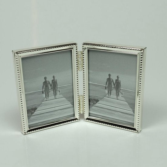 AL-verzilverde fotolijst parel 2-luik 10x15 cm