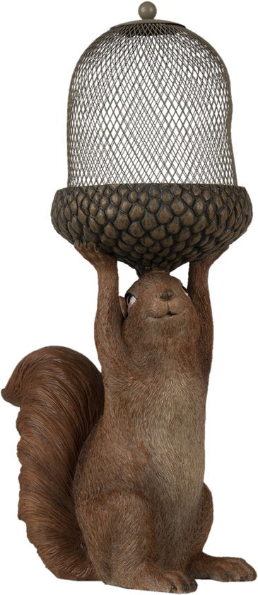Clayre & Eef Beeld Eekhoorn 23*15*42 cm Bruin Kunststof Woonaccessoires beeld decoratie Decoratieve Accessoires