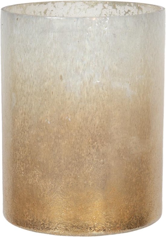 Clayre & Eef Glazen Theelichthouder Ø 15*20 cm Transparant Glas Rond Waxinelichthouder Windlichthouder