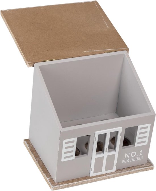 Clayre & Eef Eierkastje Huisje 20*14*18 cm Bruin Hout Egg house Eierhouder