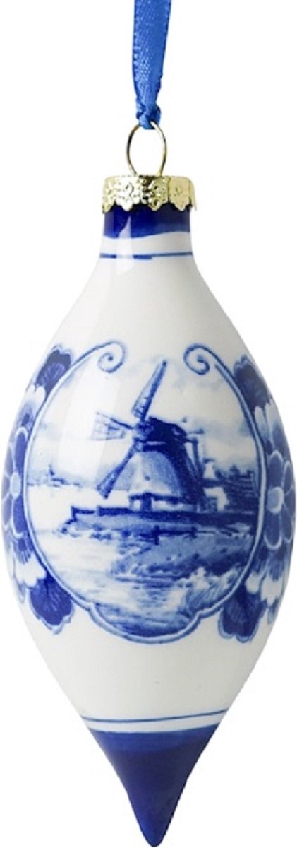 Pegel landschap met molen | Kerstdecoratie | 2 stuks | Delfts Blauw | Heinen Delfts Blauw | Souvenir