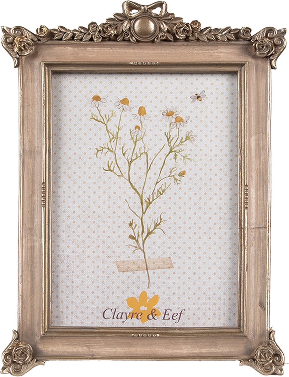 Clayre & Eef Fotolijst 10x15 cm Goudkleurig Kunststof Glas Fotokader