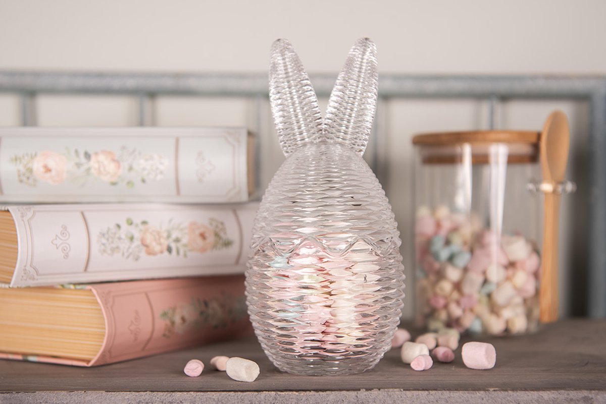 Clayre & Eef Glazen potje Ei Ø 8x17 cm Transparant Glas