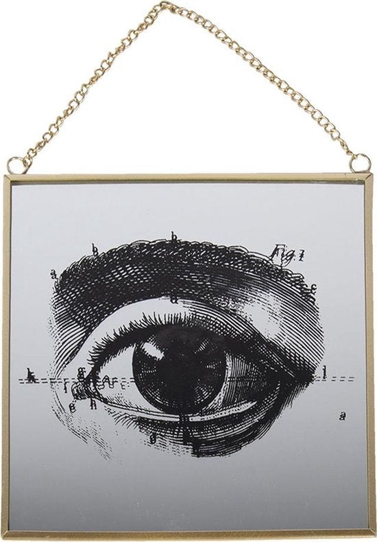 Clayre & Eef Decoratie hanger 20*1*20 cm Grijs Metaal Glas Vierkant Oog Woondecoratie