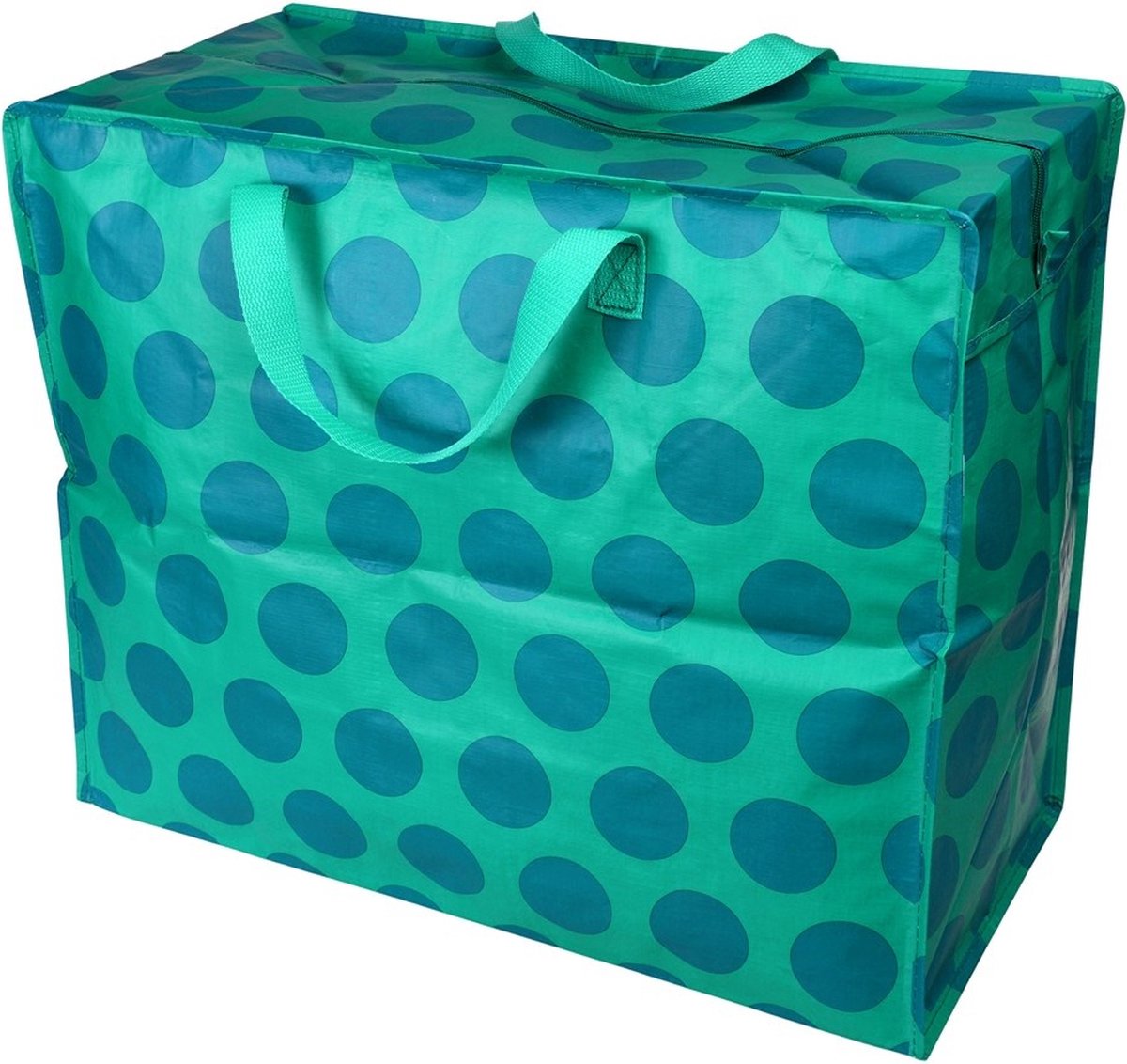 XXL tas / Jumbo tas Spotlight blue on turquoise - groen met blauwe stip