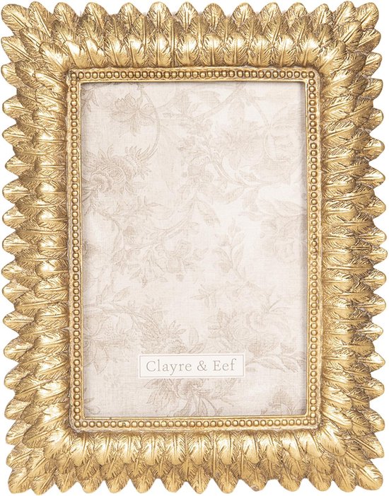 Clayre & Eef Fotolijst 16*2*20 cm / 10*15 cm Goudkleurig Kunststof, Glas Rechthoek Fotokader Wissellijst Foto Frame