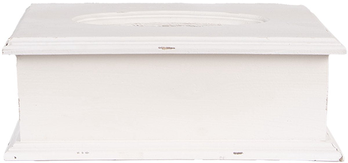 Clayre & Eef Tissue Box 28x16x10 cm Wit Hout