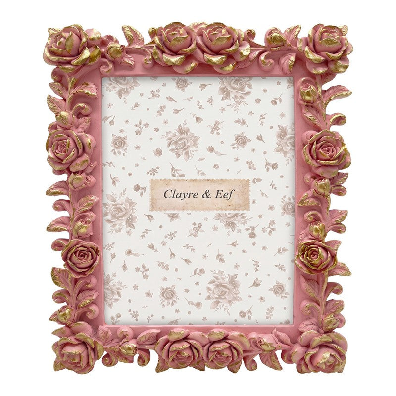 Clayre & Eef Fotolijst Roze Kunststof Roosjes