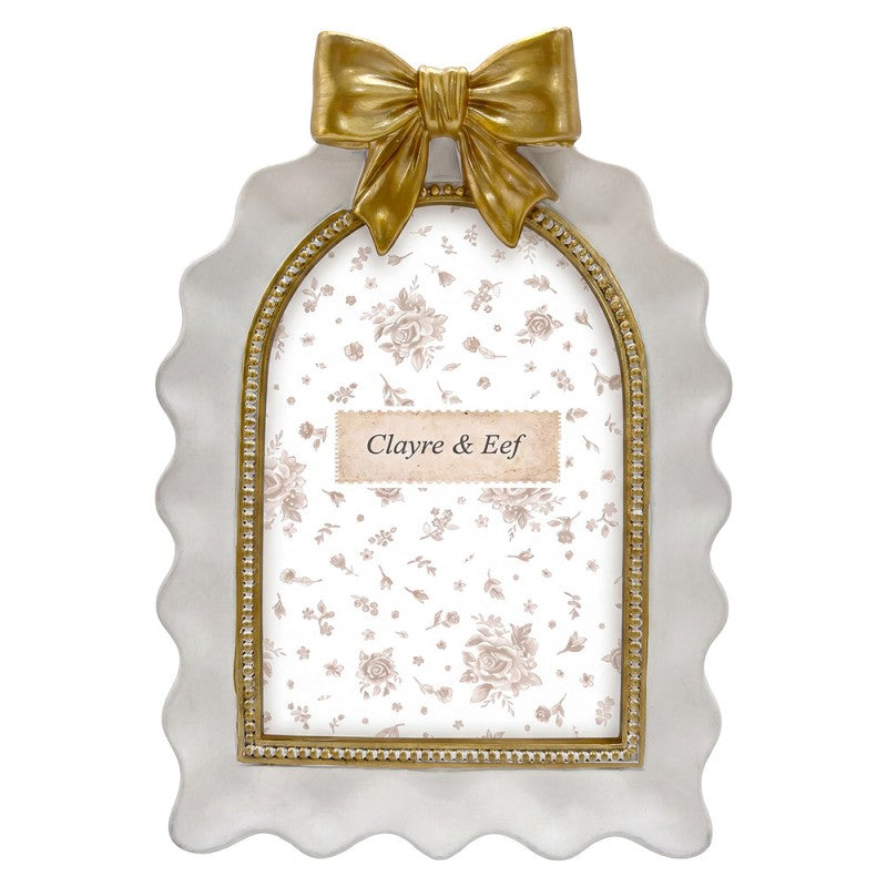 Clayre & Eef Fotolijst Wit met gouden strik 10x15