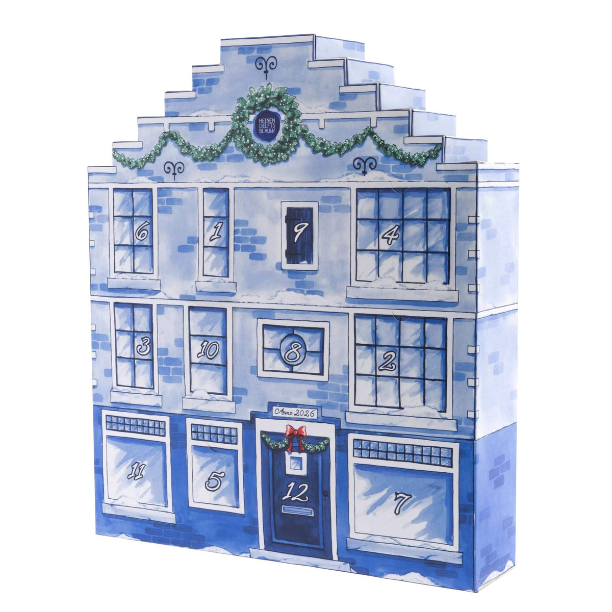 Heinen Delfts Blauw adventskalender met 12 leuke kerst cadeautjes