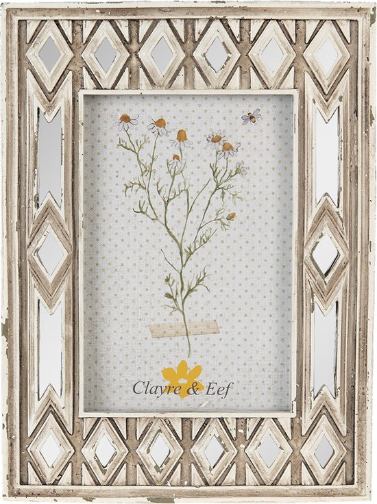 Clayre & Eef Fotolijst 10*15 cm Beige Kunststof Fotokader Wissellijst Foto Frame