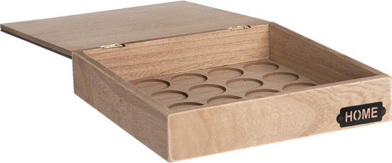 Clayre & Eef Decoratief Opbergdoosje 24*24*5 cm Bruin Hout Vierkant Opbergbox