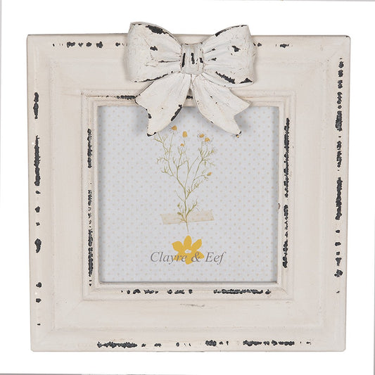 Clayre & Eef Fotolijst 10x10 cm Wit Houtproduct Fotokader