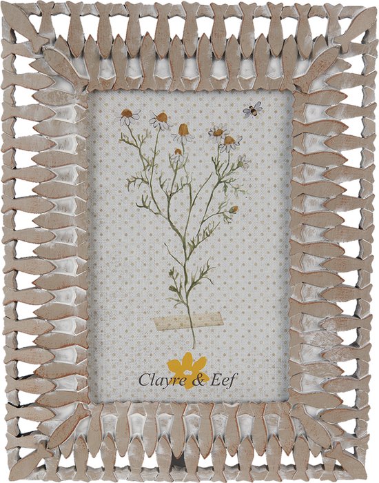 Clayre & Eef Fotolijst 10*15 cm Beige Kunststof Fotokader Wissellijst Foto Frame