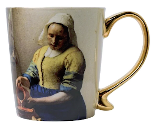 Mok Het Melkmeisje Pastel met gouden Oortje | Heinen Delfts Blauw | Souvenir