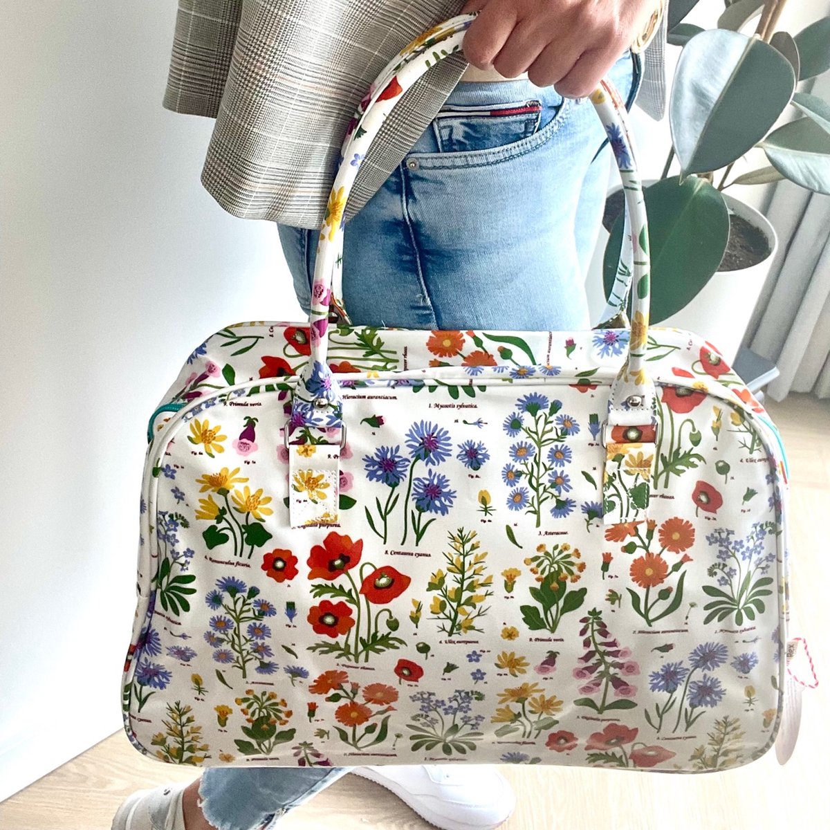 Rex Londond | weekendtas bloem / wild flowers | wit met bloemetjes | waterafstotend