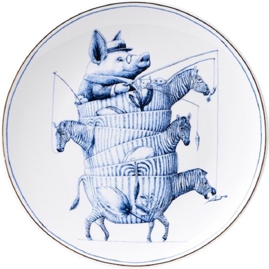 Wandbord Zebra | Heinen Delfts Blauw | Redmer Hoekstra | Delfts Blauw | Souvenir