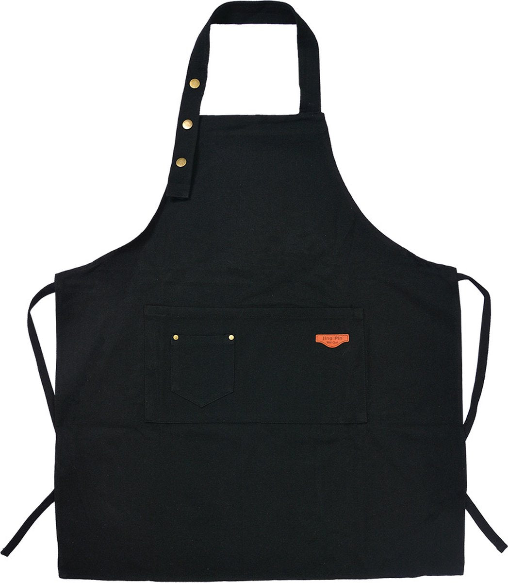 Clayre & Eef Keukenschort 75x65 cm Zwart Polyester