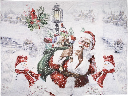 Clayre & Eef Plaid 130x170 cm Wit Rood Polyester Kerstman Deken