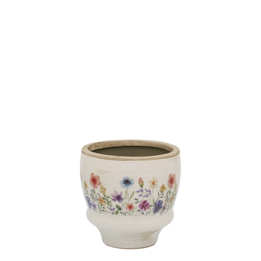Chic Antique Fleurville Bloempot / Plantenpot – Met Wilde Bloemen decoratie – Frans-landelijke Decoratie