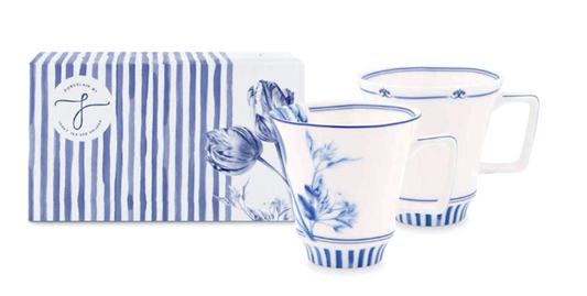 Heinen Delfts Blauw Sharing Moments - Mok - Tulp - Set van 2