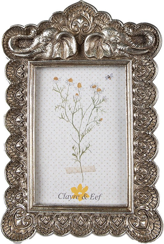 Clayre & Eef Fotolijst 10x15 cm Zilverkleurig Kunststof Fotokader Wissellijst Foto Frame