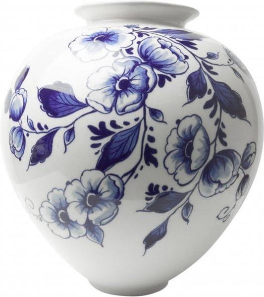 Heinen Delfts Blauw - Bolvaas 'Bloemen' (Groot)