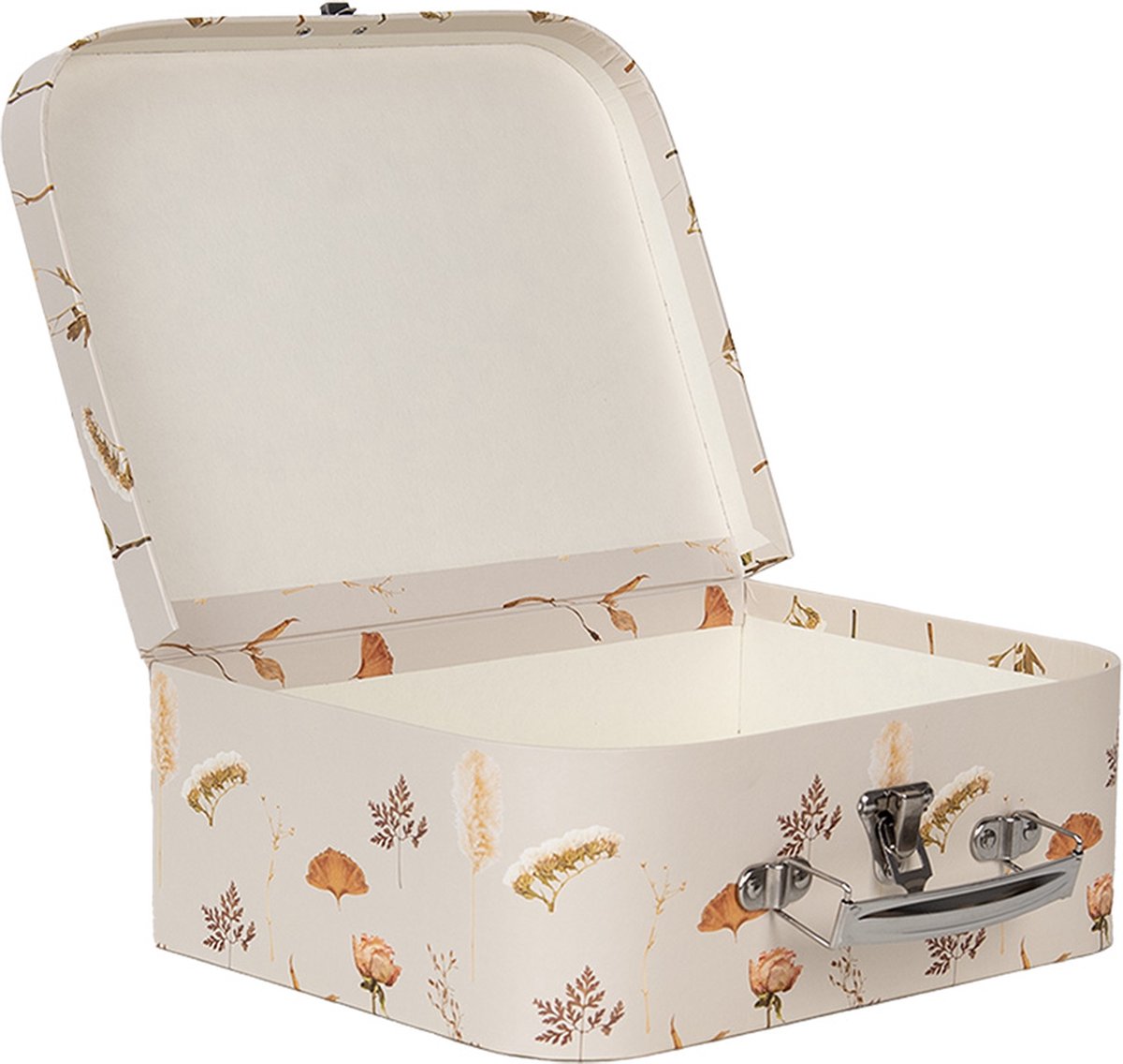 Clayre & Eef Opbergdoos Set van 3 Boeken (3) 30x21x9 / 25x18x9 / 20x16x8 cm Beige Karton Rechthoek Bloemen