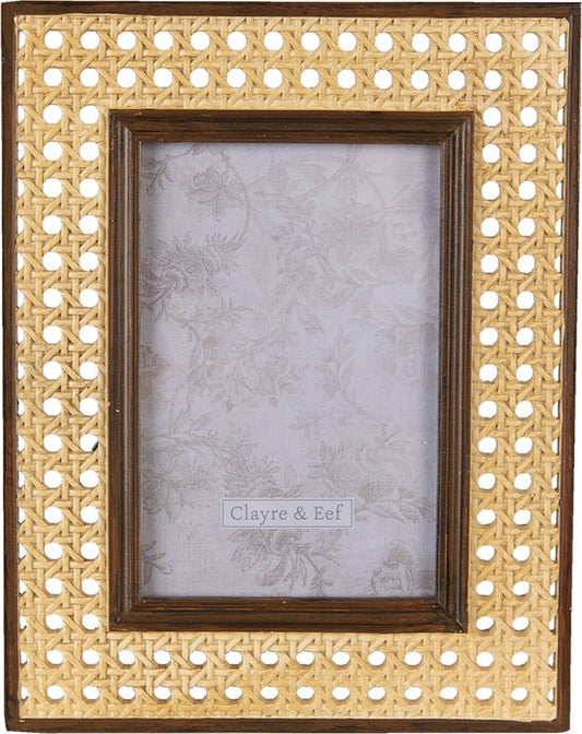 Clayre & Eef Fotolijst 10x15 cm Bruin Beige Kunststof Fotokader