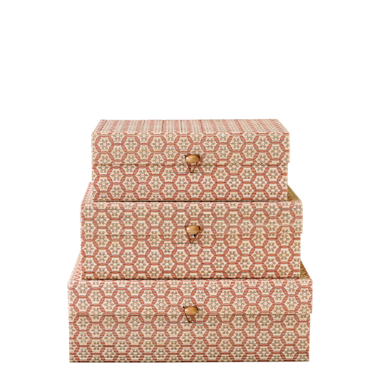 Chic Antique Set van 3 Vintage Opbergboxen – Decoratieve Opbergdozen – Franse Landelijke Stijl