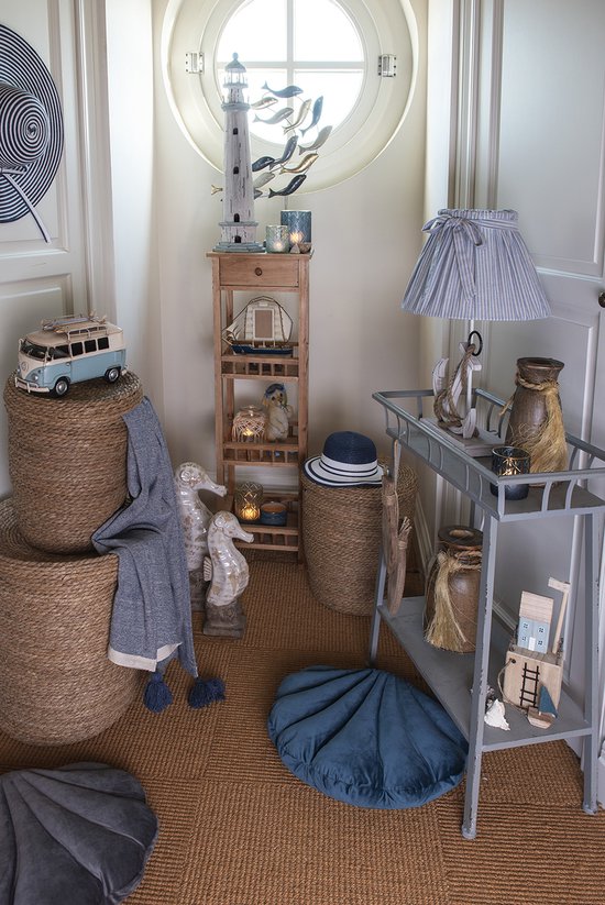 Clayre & Eef Sierkussen Schelp 38*48*6 cm Grijs Polyester Kussenhoes met Kussenvulling
