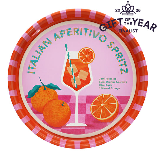 Rex London Metalen Dienblad Aperitivo Spritz 31 cm – Rond Serveerblad met Print – Decoratief & Praktisch