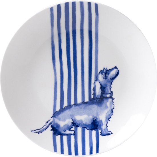 Petit four bordje Teckel Nhaan | Heinen Delfts Blauw  | Janny van der Heijden| Souvenir